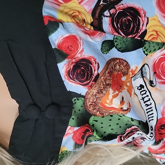 hell bunny dress Frida Kahlo Dua de los muertos rockabilly 50s style black red - Picture 4 of 8